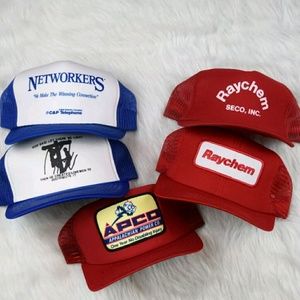 Lot of 5 vtg mesh back Snapback trucker hats